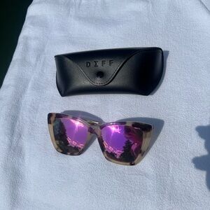 Diff Eyewear Purple Lens Tan Frame Sunglasses